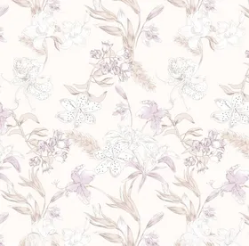 数码印花手绘小碎百合大牌