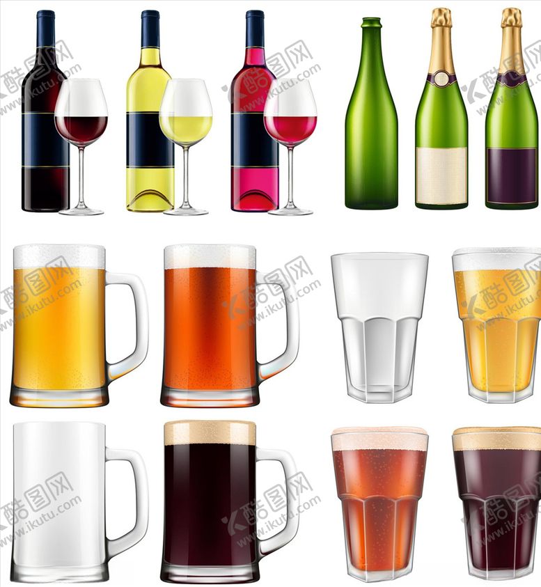 编号：57442509270602088739【酷图网】源文件下载-啤酒杯子酒瓶