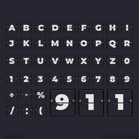 翻牌复古风格数字字母字符集