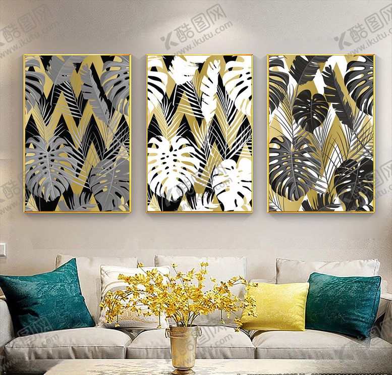 编号：63109809171408309392【酷图网】源文件下载-热带植物三联画