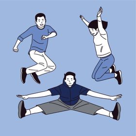 跳起来跃开心双脚离地庆祝动作