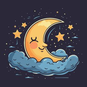 可爱月亮卡通绘画儿童插画星球简笔球免抠素材