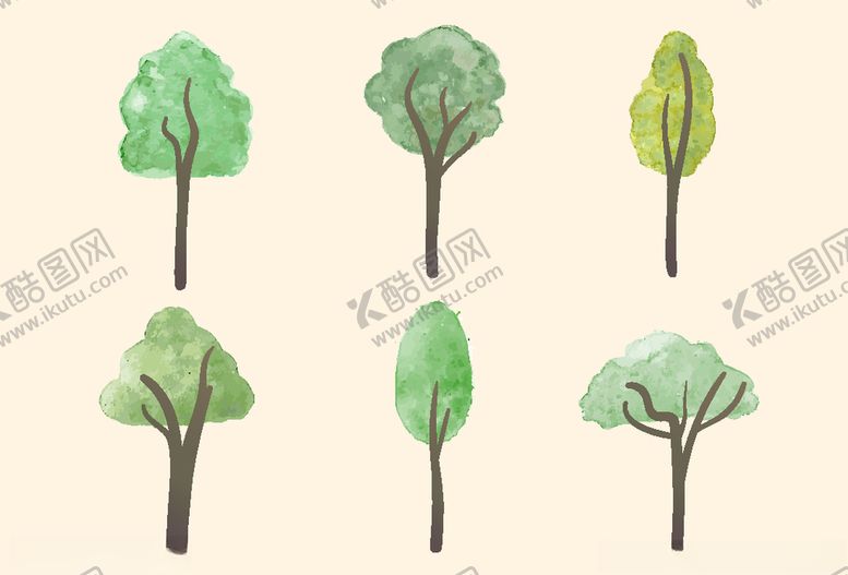 编号：65334709252203123105【酷图网】源文件下载-水彩创意树木矢量图