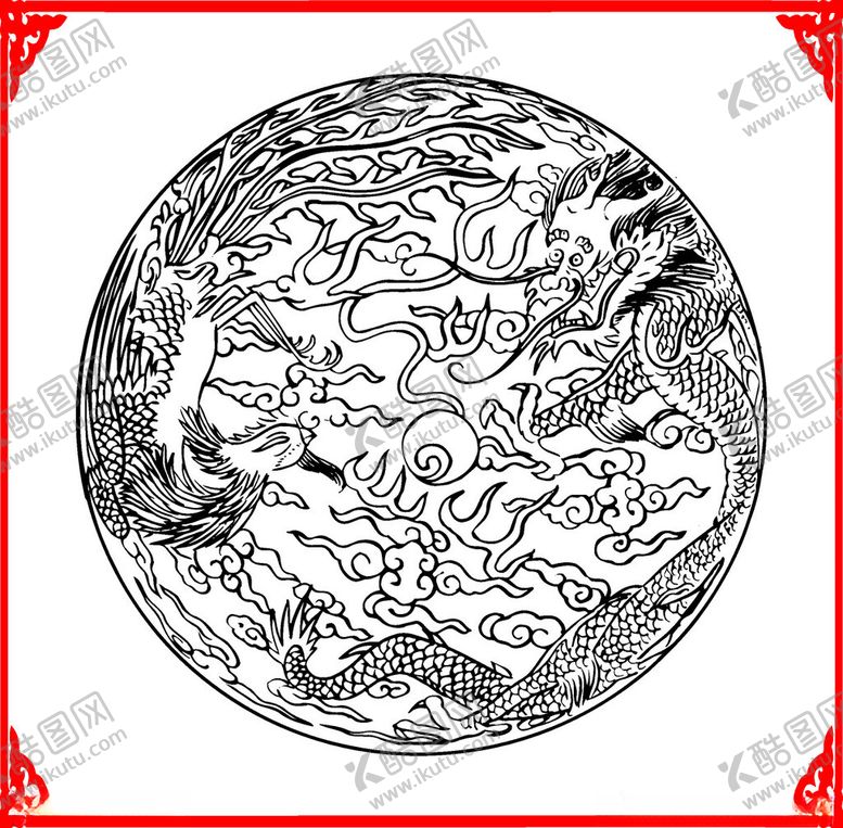 编号：70538604300107002598【酷图网】源文件下载-圆形龙纹图案