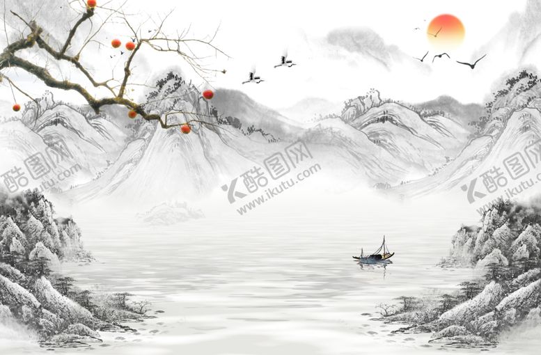 编号：41689406180553174136【酷图网】源文件下载-意境山水风景电视墙