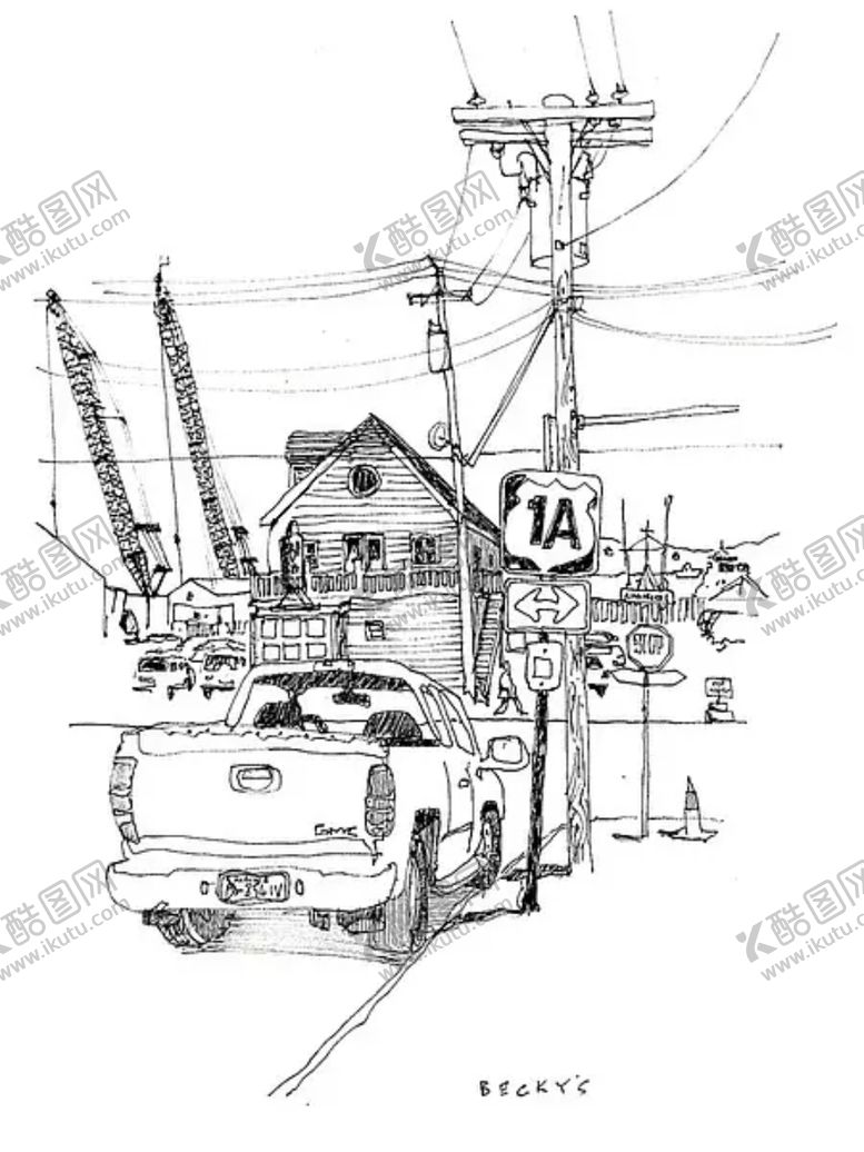 编号：83445910090427231304【酷图网】源文件下载-水彩建筑插画