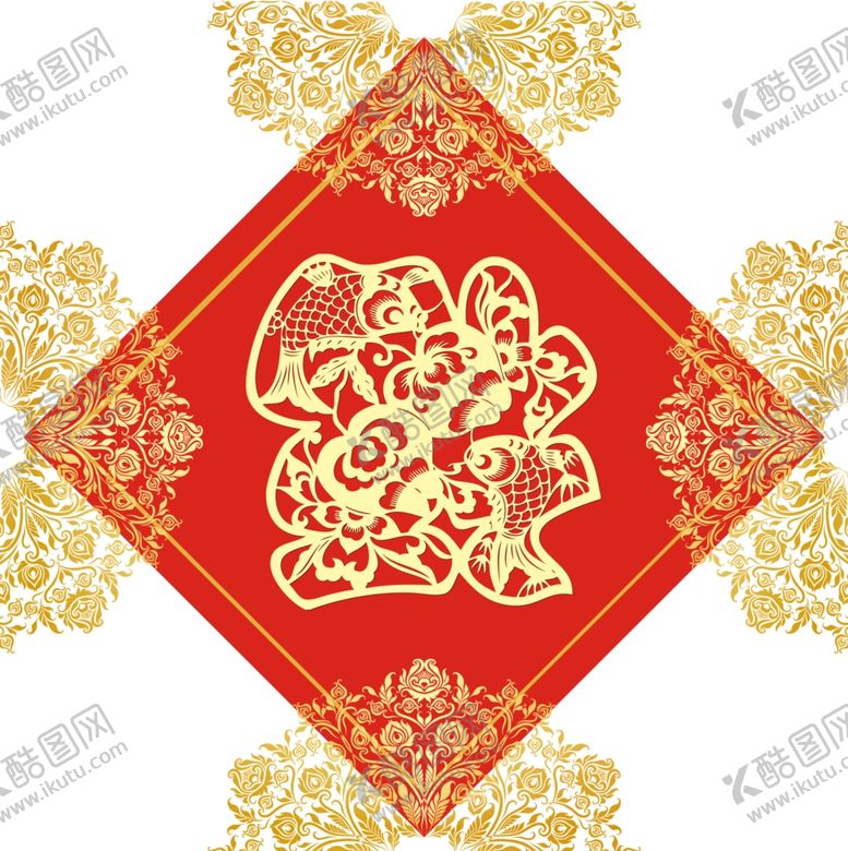 编号：92947710210614382740【酷图网】源文件下载-年画门芯福字分层psd高清图