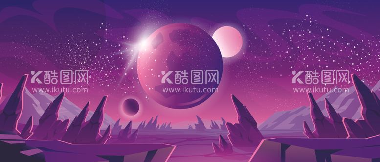 编号：62057412080619071461【酷图网】源文件下载-空间背景与行星景观和星星