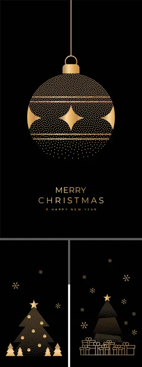 金色轻奢高级圣诞节玻璃贴元素