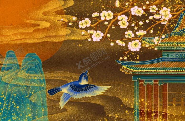 编号：33411710271745384274【酷图网】源文件下载-国潮古风中国风金色大气山水国画