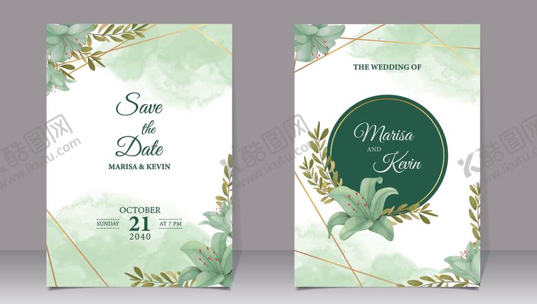 编号：32301604062327598555【酷图网】源文件下载-清新婚礼邀请函