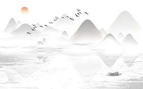 新中式水墨山水背景