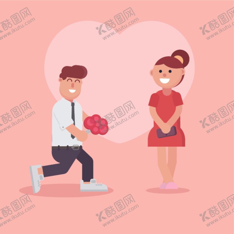 编号：59989609272123598025【酷图网】源文件下载-卡通人物求婚