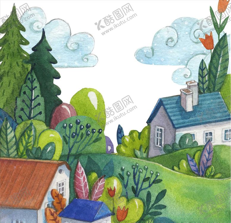 编号：81474309111602243127【酷图网】源文件下载-水彩风景