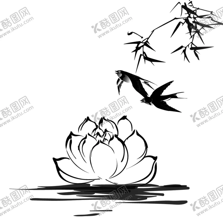 编号：24859704110630181814【酷图网】源文件下载-中国风水墨莲花插画