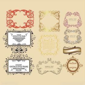 复古装饰边框与标签素材