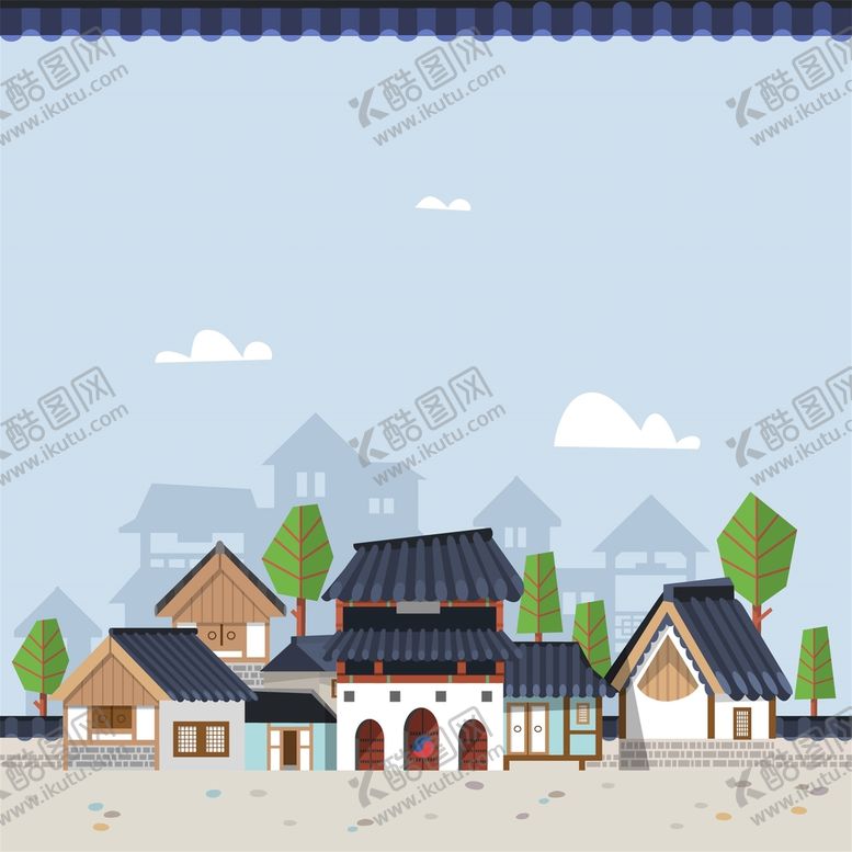编号：36958710021539527314【酷图网】源文件下载-手绘古建筑