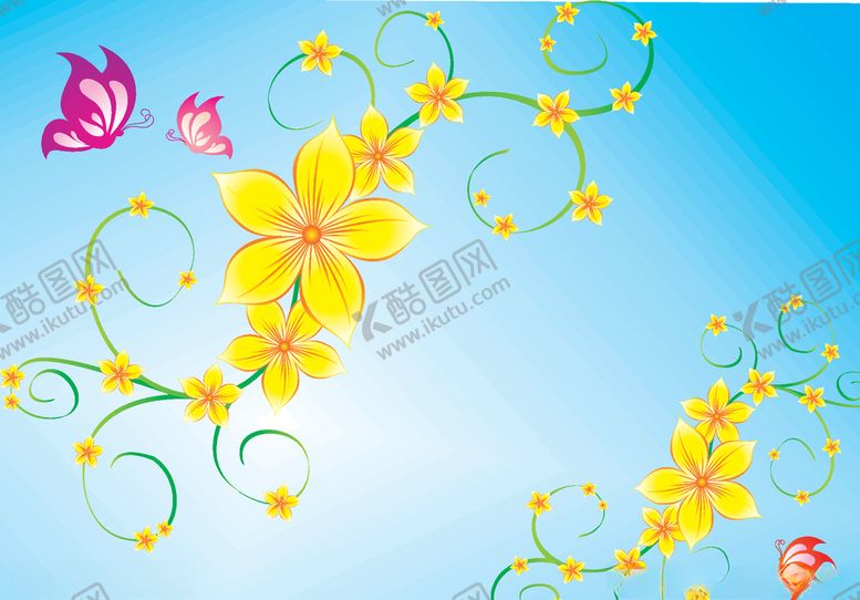 编号：65443205151525496275【酷图网】源文件下载-小黄花蝴蝶南瓜花
