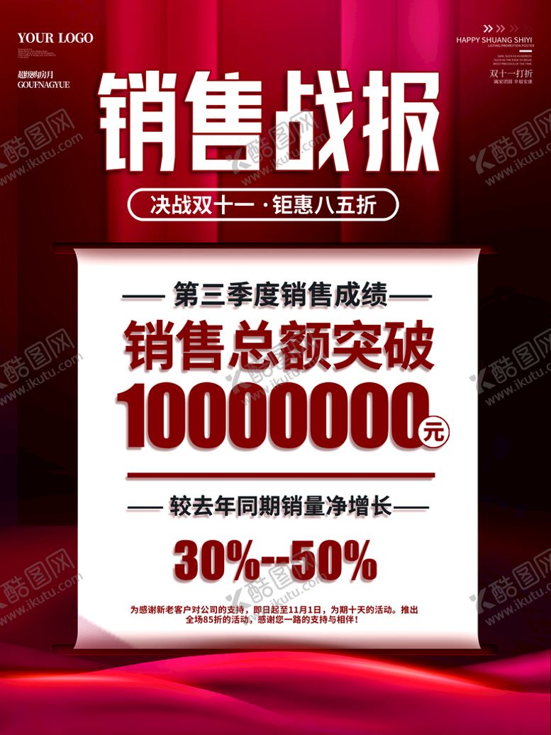 编号：74023509261255425718【酷图网】源文件下载-双11销售战报