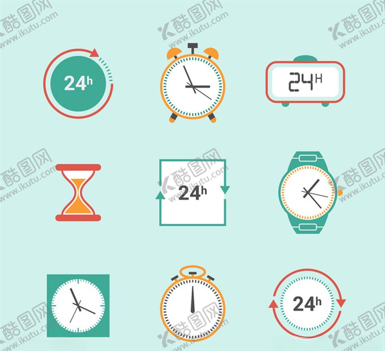 编号：68166809241649001189【酷图网】源文件下载-计时器与钟表图标矢量图