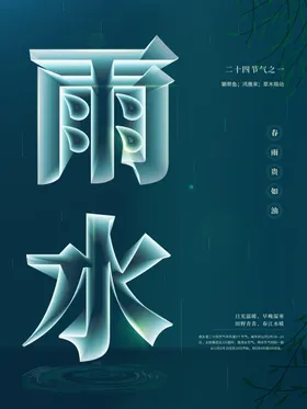雨水节海报展板素材宣传单简约背景