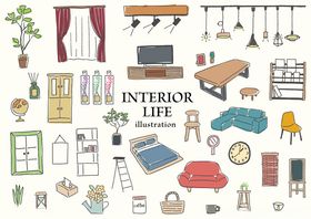 室内生活元素插画集合