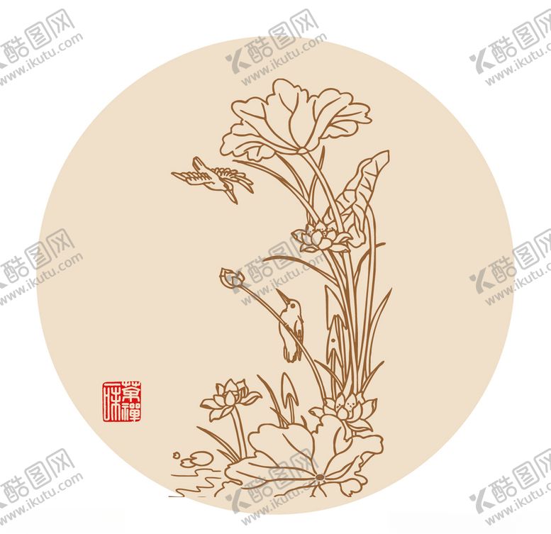 编号：88500007070156029402【酷图网】源文件下载-国华白描荷花