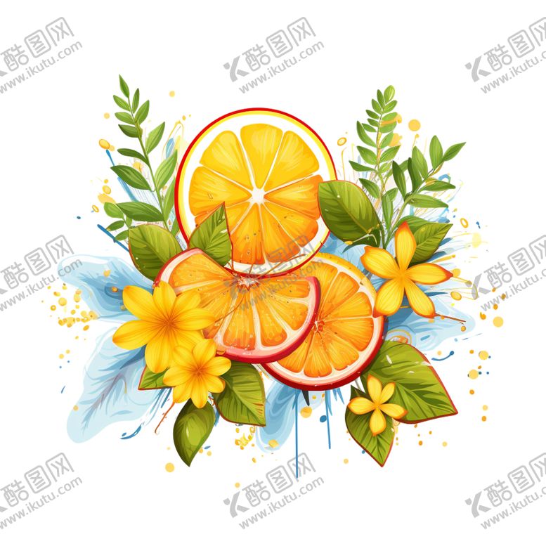 编号：46410601241019243139【酷图网】源文件下载-手绘夏日热带水果花卉植物元素