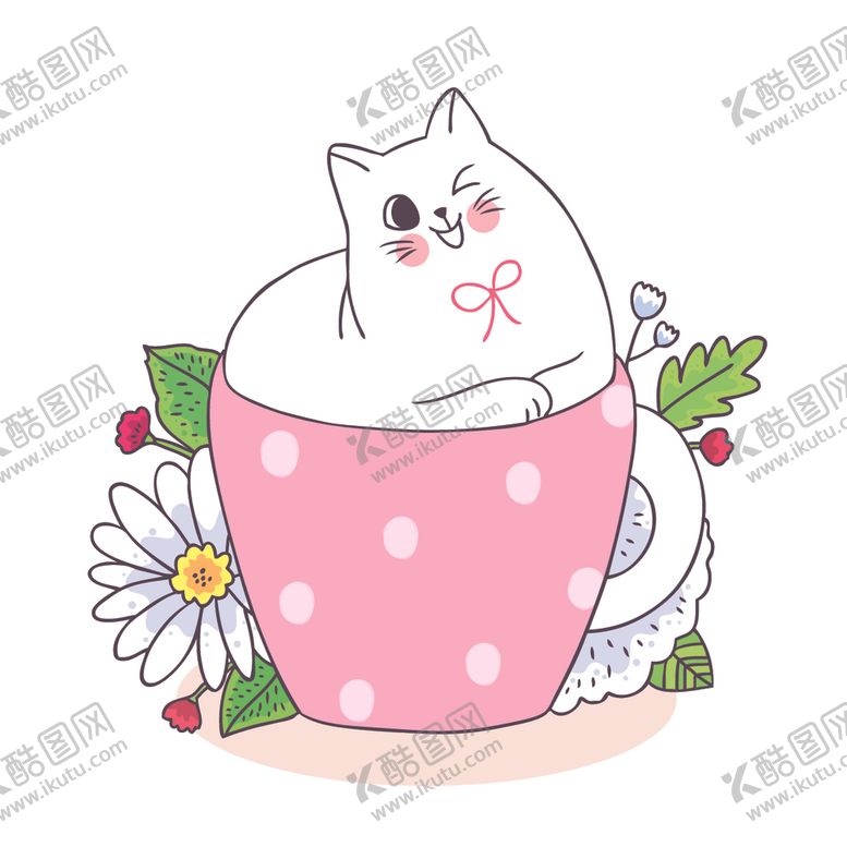 编号：17296807072132081306【酷图网】源文件下载-呆萌可爱小猫咪插画