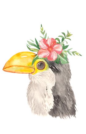 水彩卡通动物插画