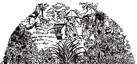 线条采茶叶农村劳动插图素材