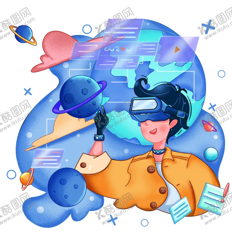 编号：63150909222146566092【酷图网】源文件下载-元宇宙插画 蓝色 科技 金融 