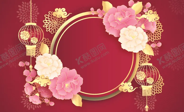 编号：79659503300420284689【酷图网】源文件下载-牛年新年喜庆红色富贵背景