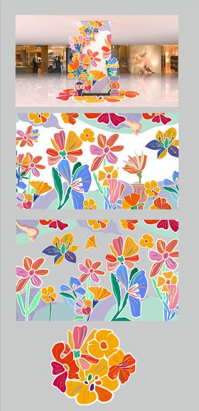 现代商场商业春季花朵美陈装饰