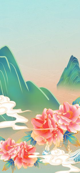 国潮创意中风中风背景装饰绚丽