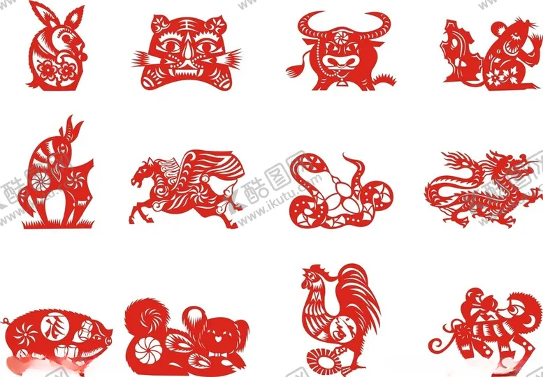 编号：97079702191045394817【酷图网】源文件下载-十二生肖剪纸
