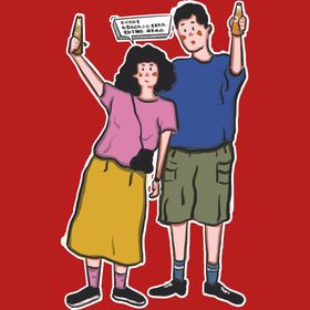 手绘情侣恋人卡通爱男女