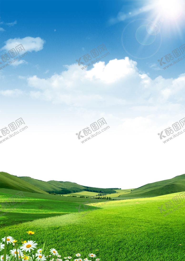 编号：25780109190341133410【酷图网】源文件下载-蓝天白云绿草地