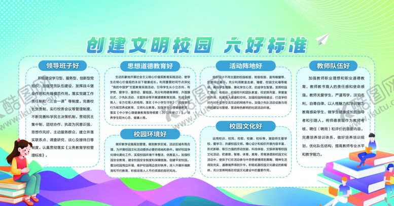 编号：22775812190040012823【酷图网】源文件下载-创建文明校园六好标准展板