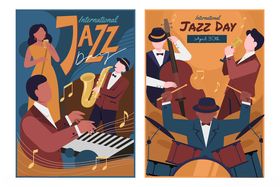 爵士音乐演奏场景插画