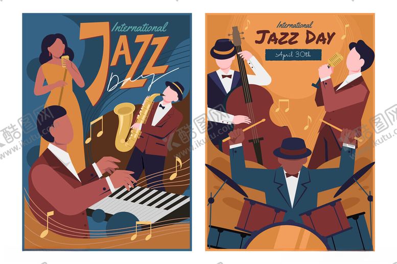 编号：23024211021045481611【酷图网】源文件下载-爵士音乐演奏场景插画