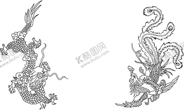 编号：11940509241531055064【酷图网】源文件下载-龙凤线稿