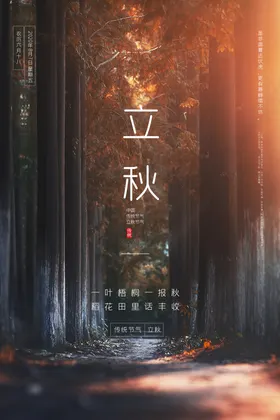 立秋海报宣传24节气天