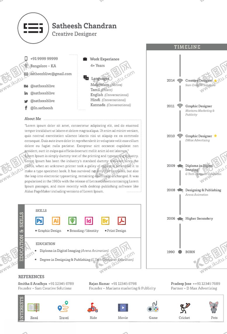 编号：36685709271244541383【酷图网】源文件下载-个人简历求职简历模板图片