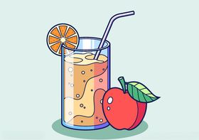 果汁饮料手绘