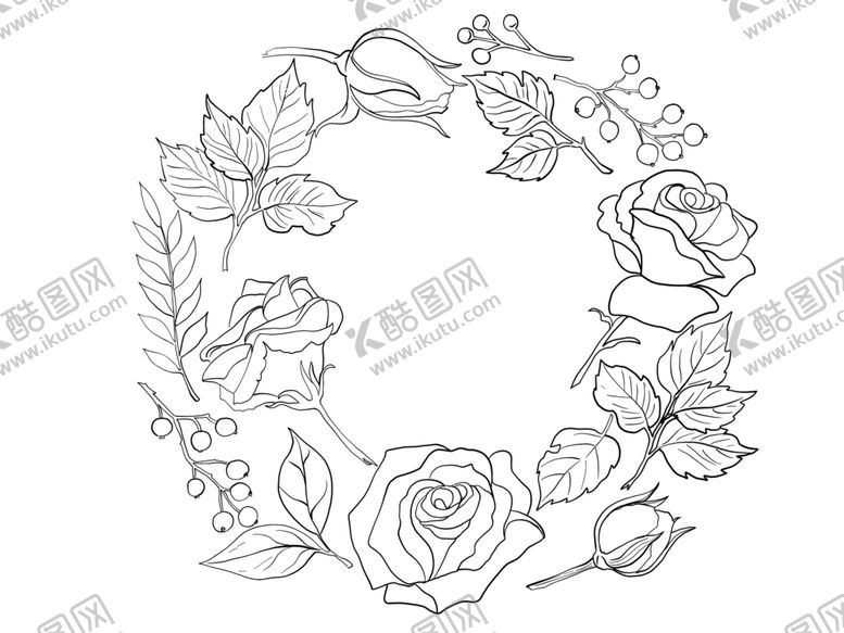 编号：37203409241422079458【酷图网】源文件下载-线描花卉矢量图