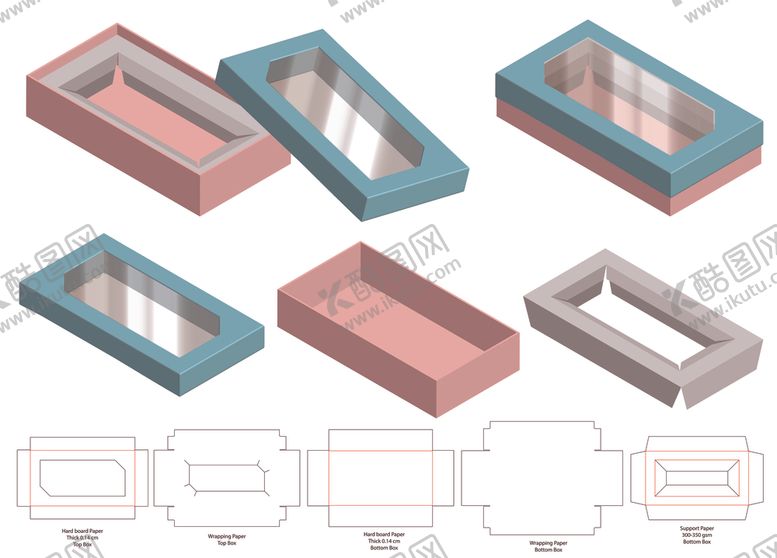 编号：89963410040337352877【酷图网】源文件下载-透明盒子包装盒刀模图