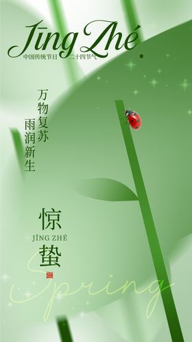 惊蛰节气海报插画宣传二十四简约