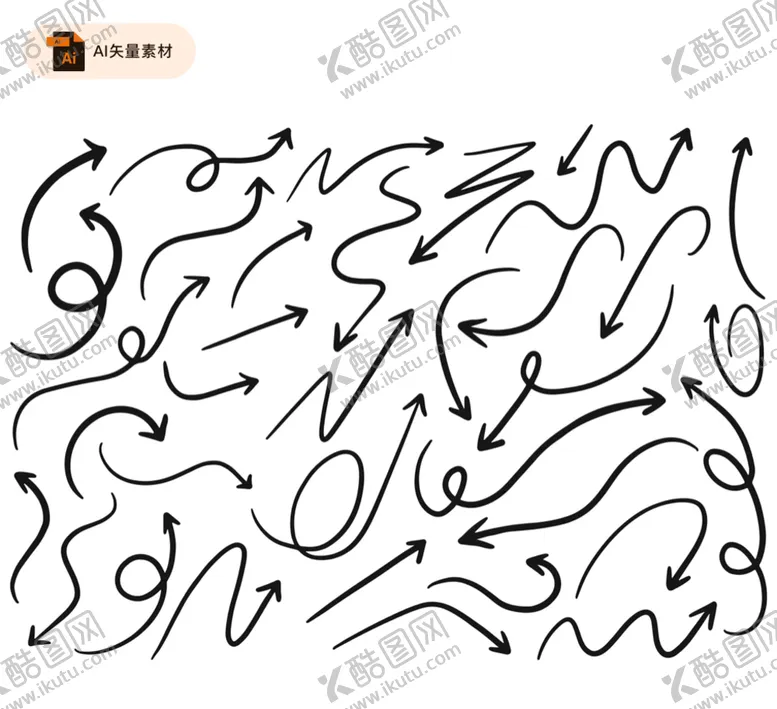 编号：40231609271817095032【酷图网】源文件下载-黑色手绘涂鸦箭头