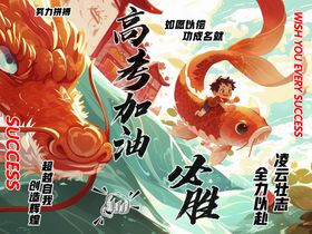 国潮中式高考励志誓师吊旗条幅
